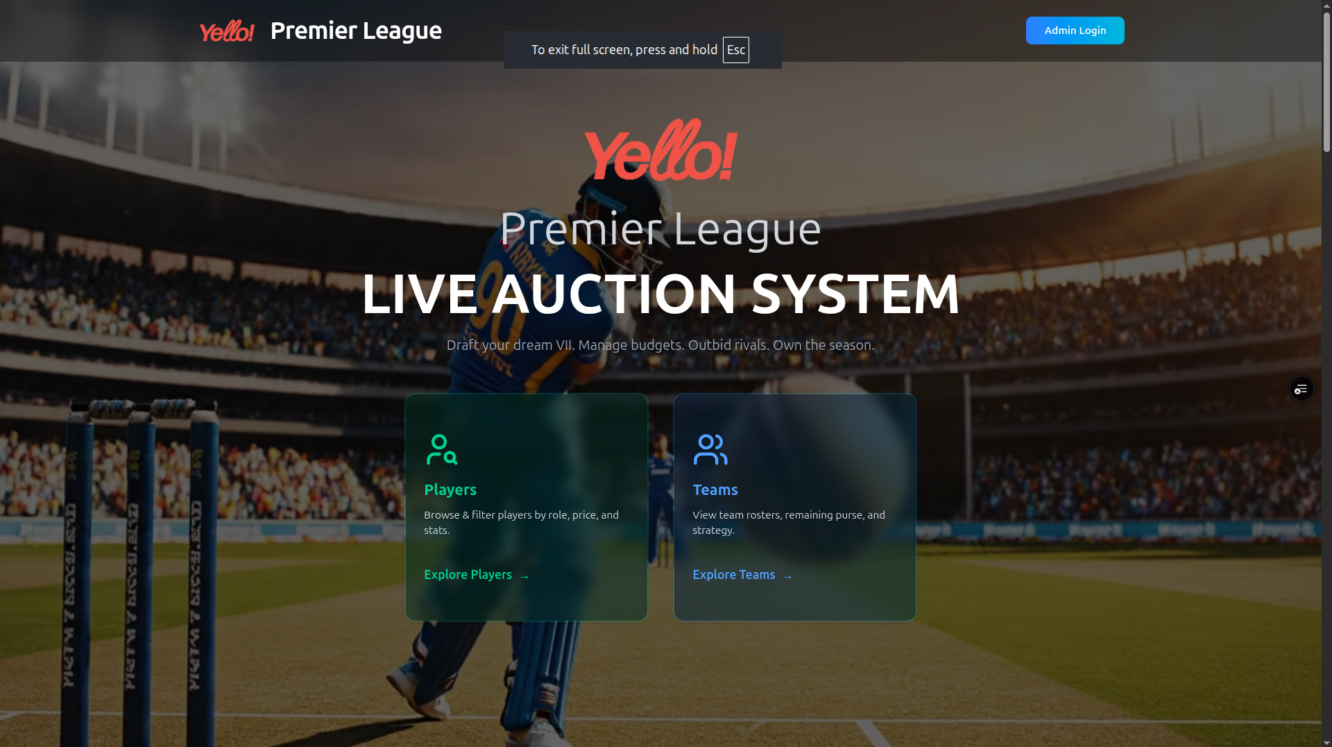 Cricket Auction Management System