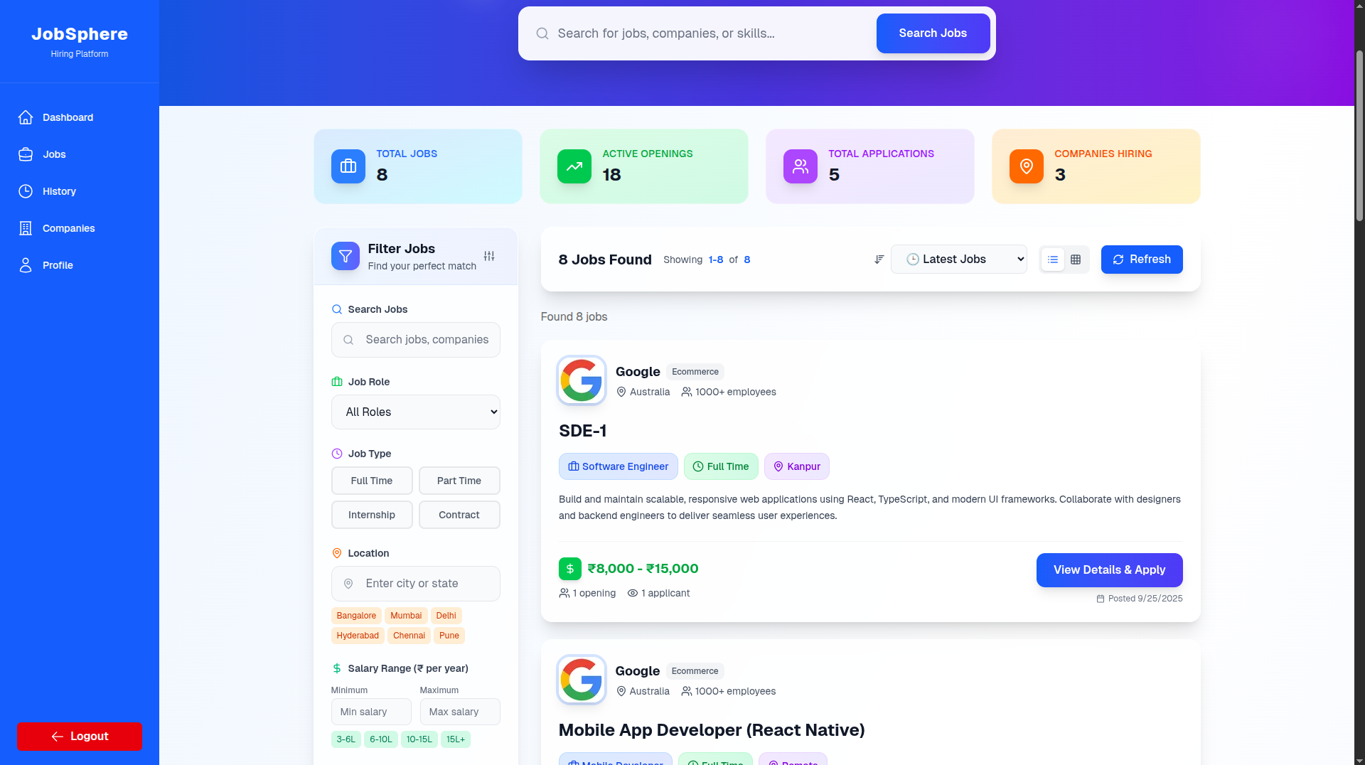 Job Sphere (Job Portal)