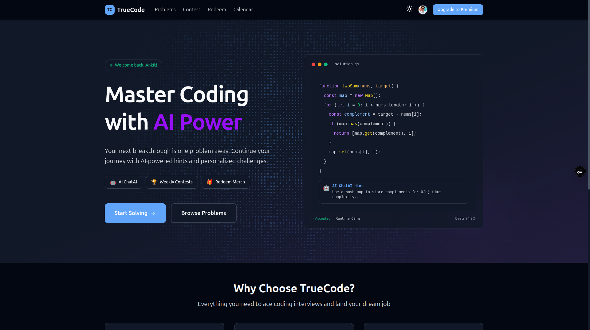 TrueCode (Coding Platform Similar to LeetCode)